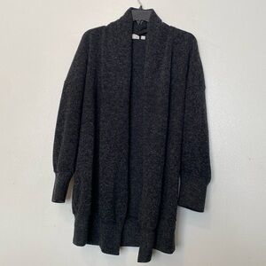 GAP viscose blend black grey ribbed hem open front cozy sweater cardigan…